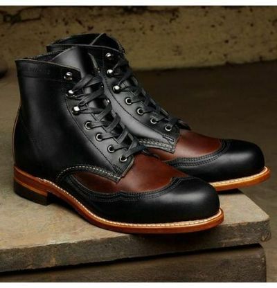 Handmade Ankle High Leather Boots,Black Brown Boots, Men's Ankle Boot