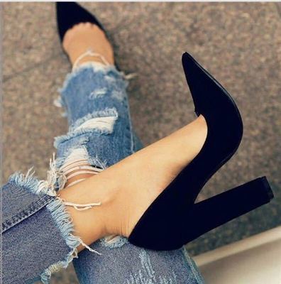 Black Pointed Women Shoes High Heels Party Wedding G9852