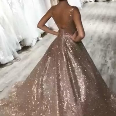 Ball gown v neck long wedding dresses bridal gowns - Thumbnail 3