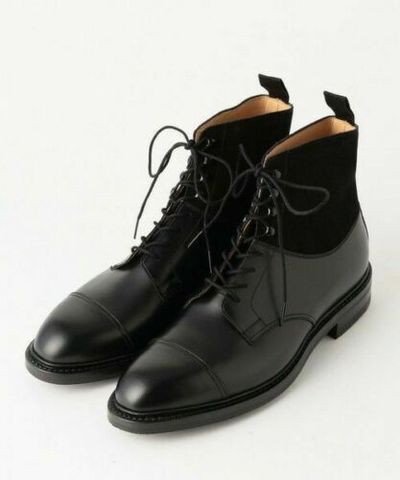 New Handmade Ankle High Cap Toe Leather Suede Boots, Black Leather Formal Boots