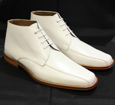 New Handmade Men,s Chukka White Boots, Men Ankle Boots, Men Leather Boots