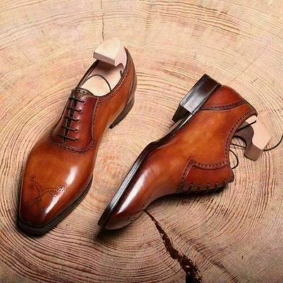 Brown Handmade Men lace up Oxfords Shoes custom lace up shoe for men