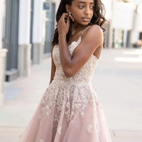 Charming A Line Spaghetti Straps Short Homecoming Dresses with Appliques - Thumbnail 2