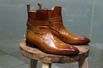 Handmade Men Alligator skin Jodhpurs boot, Men Crocodile Texture casual boots