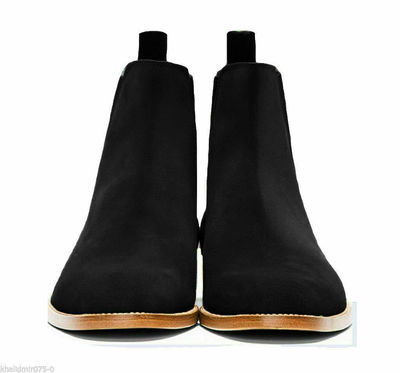 MEN.S HANDMADE CHELSEA SUEDE LEATHER HUNTER BLACK BOOT FOR MENS