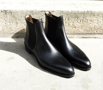 Handmade Men Black Leather Chelsea Boots, Formal Boots for Men, Office Wear Boot
