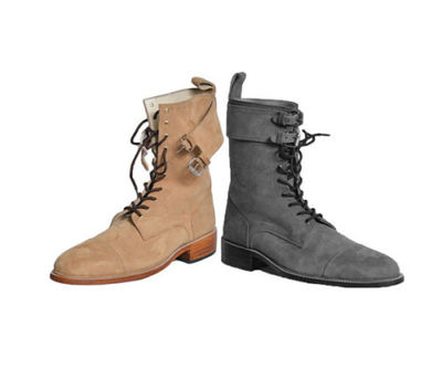 Handmade Men's Beige Suede Long Lace up Boots, Men Ankle Boots 2 PAIR HOT SALE