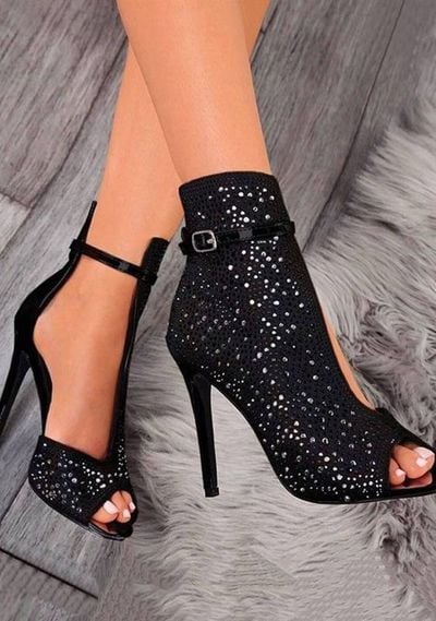 Explosion Style Women's Sandals New Fish Head Rhinestone Hollow Hollow Ultra-high Heel Sandals G6752