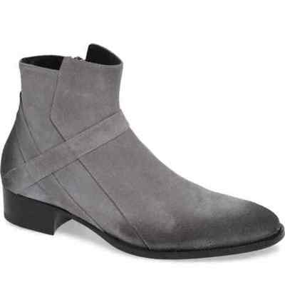 Handmade Men Gray Suede Side zipper boots, Men gray ankle boots