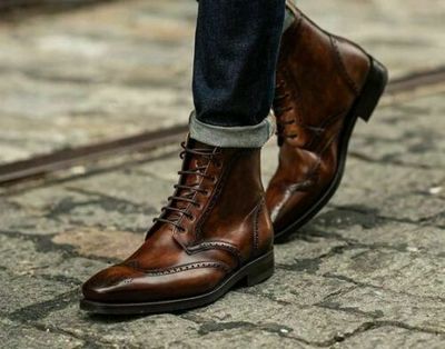 Men's Handmade Brown Ankle Boots, Stylish Boots for Men Casual Stylish boots