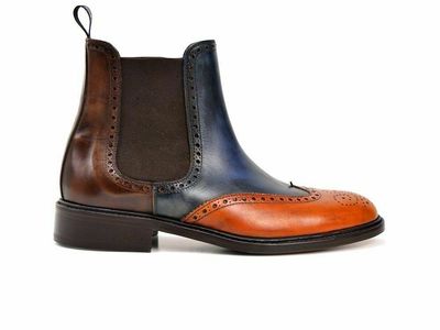 Men's Custom patina leather Chelsea boots men handmade ankle boots