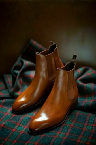 Men's Handmade Tan color Chelsea boots for men