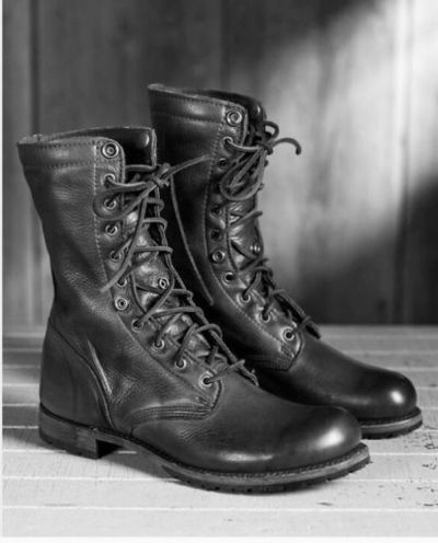 Handmade Men Black Combat boots, Men Military style leather boots, Men army boot