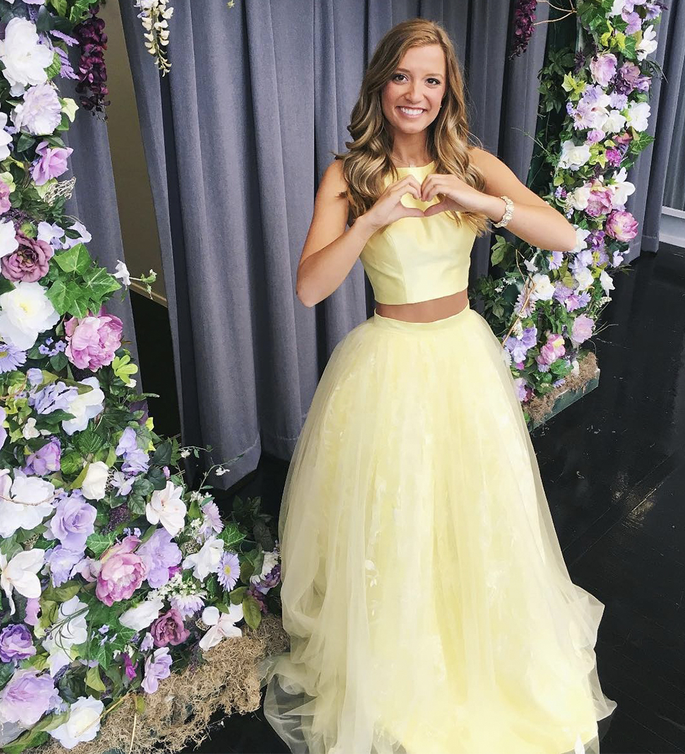 Yellow tulle long prom dress yellow evening dress