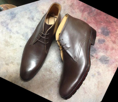 Handmade men brown leather boot, mens chukka style boots, formal boot for men