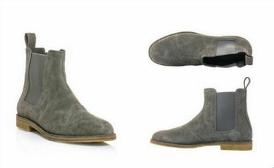 New Pure Handmade Custom Mens Grey Chelsea Suede Leather Boots in Crepe Sole