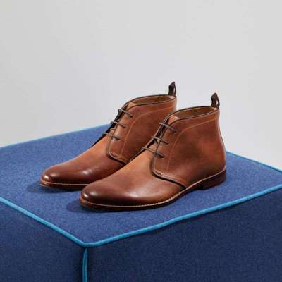 Handmade Men's Half Ankle Brown Leather Lace Up Boots