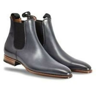 Handmade Mens Ash Gray Chelsea boot Men's leather boot Ankle leather boots