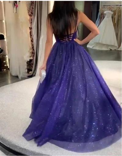 Spaghetti Straps Royal Blue Long Prom Dresses for Women
