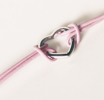 Pretty Pink Leather Heart Bracelet