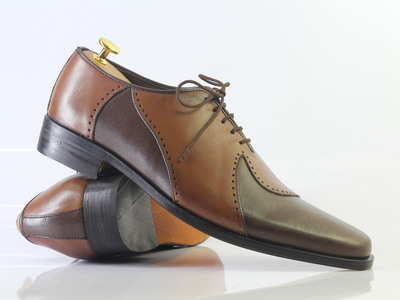 Handmade Brown Stylish Lace Up Leather Shoes For Men's