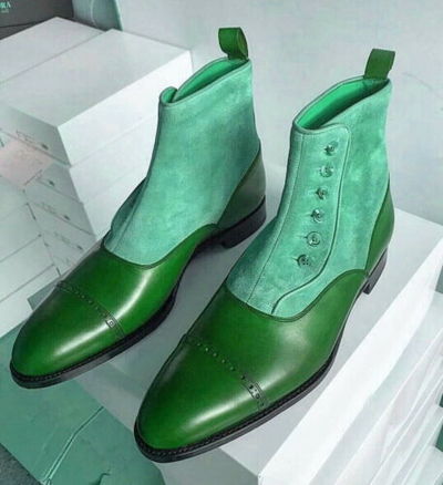 Royal Apple Crusoe Green Cap Toe Upper Suede Leather High Ankle Formal Boots