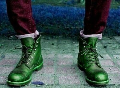 Reliable Hippie Green Plain Toe High Ankle Pure Leather Boots For Men