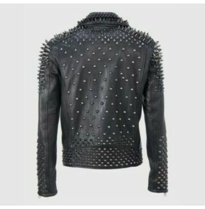 Men Make to Order Rock Punk Studded Jacket, Moto Biker Jacket