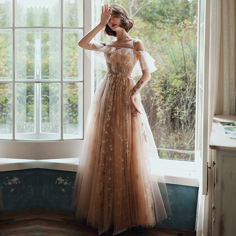 Shiny star sequins long prom dress evening dress