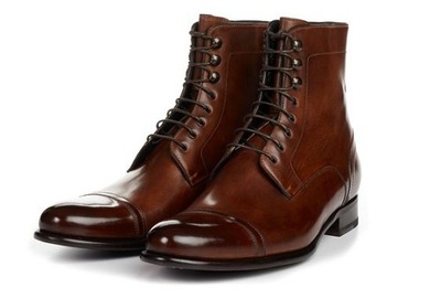 Handmade Men Cap toe brown ankle Leather boot, Men leather dress boot