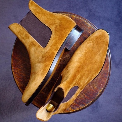 Mens Tan color suede Chelsea boots, Men Suede ankle boots, Men casual boots