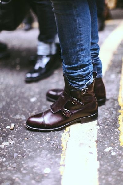 Handmade Men Triple Buckle Ankle Boots, Men Monk Boots, Men Ankle Boots