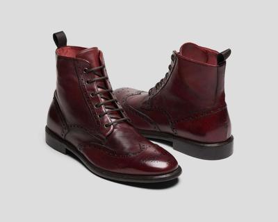 Handmade Men Burgundy Color Lace Up Boots, Men Ankle Leather Boots, Men Boots