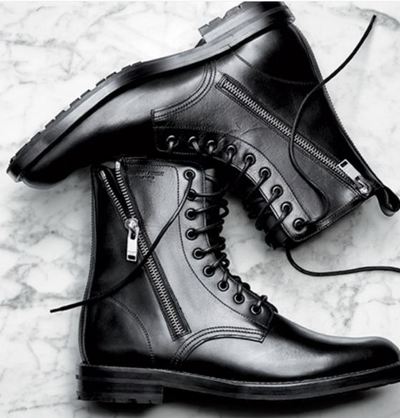 Men black Army boots, Men black military style ankle boots Men combat boot