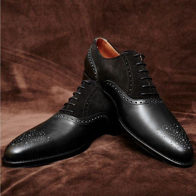 Handmade Men black formal shoes, Men Spectator formal shoes for men, Mens shoes