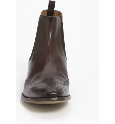 Handmade Men Brown Chelsea Leather Boot, Men Wingtip Brogue Chelsea Boot