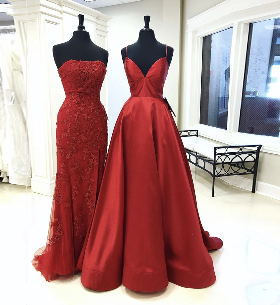 Burgundy long prom dress formal dress