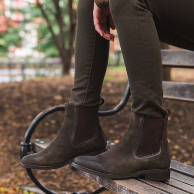 Handmade Chelsea Brown Suede Leather Boots Dress Formal Boots Men's