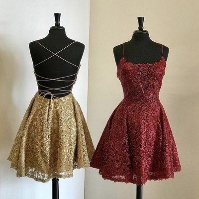 Cute lace short prom dress homecoming dress - Thumbnail 3