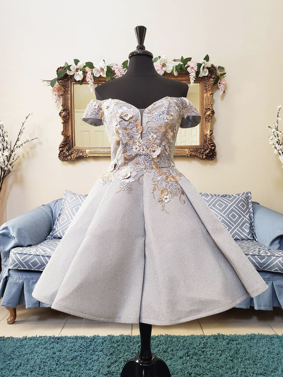 Cute lace short prom dress party dress