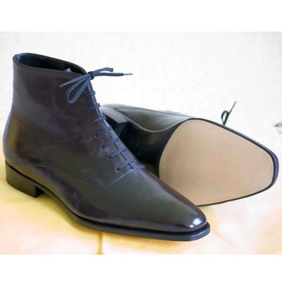 Handmade Men Black Leather Boots, Black Leather Boot For