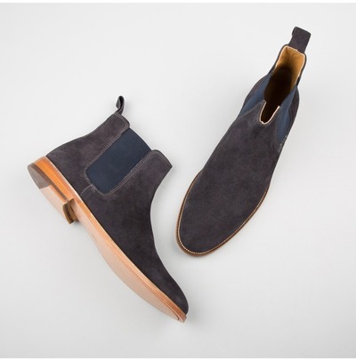 Handmade Men Gray Leather Boots, Suede Leather Boot For , Chelsea Boots