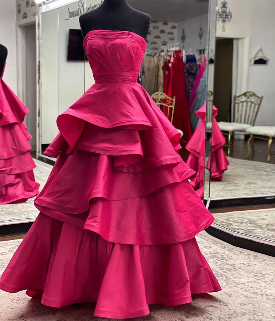 A line satin long prom gown formal dress