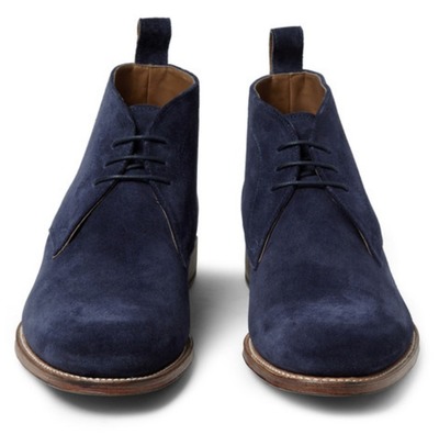 Handmade Men Navy Blue Chukka Real Suede Leather Boot, Genuine Suede Boots