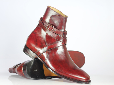 Men's Burgundy Ankle Leather Jodhpurs Formal Dress Boots