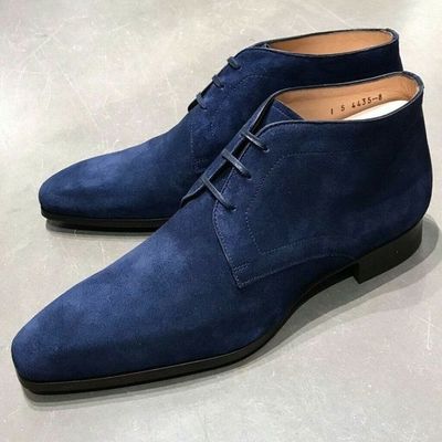 Men Casual Wear Navy Blue Chukka Lace Up Boot