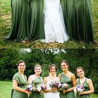 Olive Green Converible Bridesmaid Dresses for Wedding - Thumbnail 1