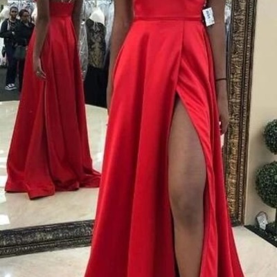 Spaghetti straps slit side prom dresses under 100 - Thumbnail 5