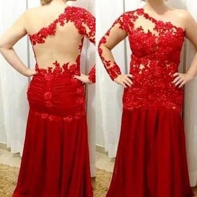 Single length sheath prom dresses with appliques - Thumbnail 4