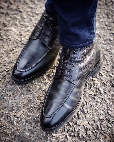 Handmade Men's Best Ankle High Black Leather Boots Custom Made Boots For Men